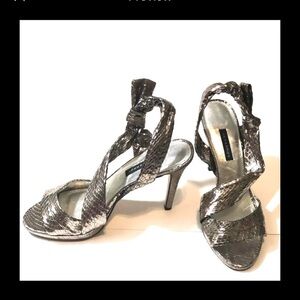 Caparros Elegant Metallic Silver Strappy open toe Sling back Heels